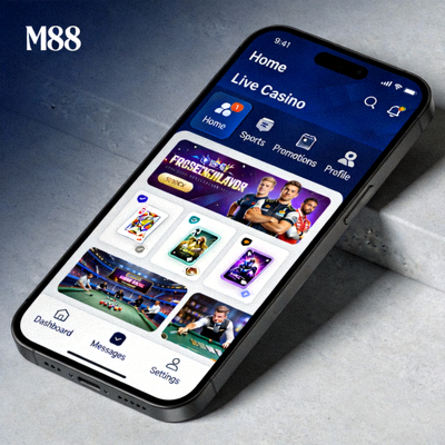 Tampilan mobile M88 yang responsif dan mudah dinavigasi di perangkat smartphone